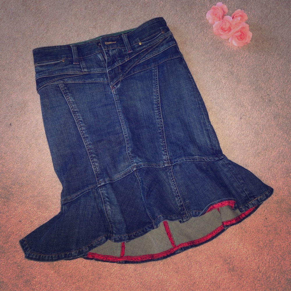 2003 Arden B- Denim Midi Flare Skirt